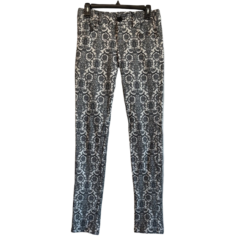 Alice + Olivia Black and White Patterned Skinny Pants XS293